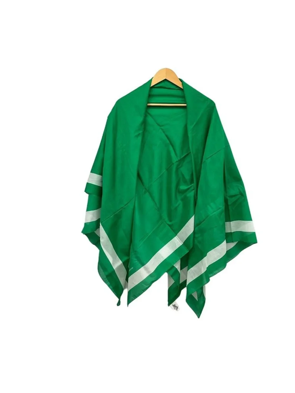 Hermes Shawl Green White Cotton Scarf